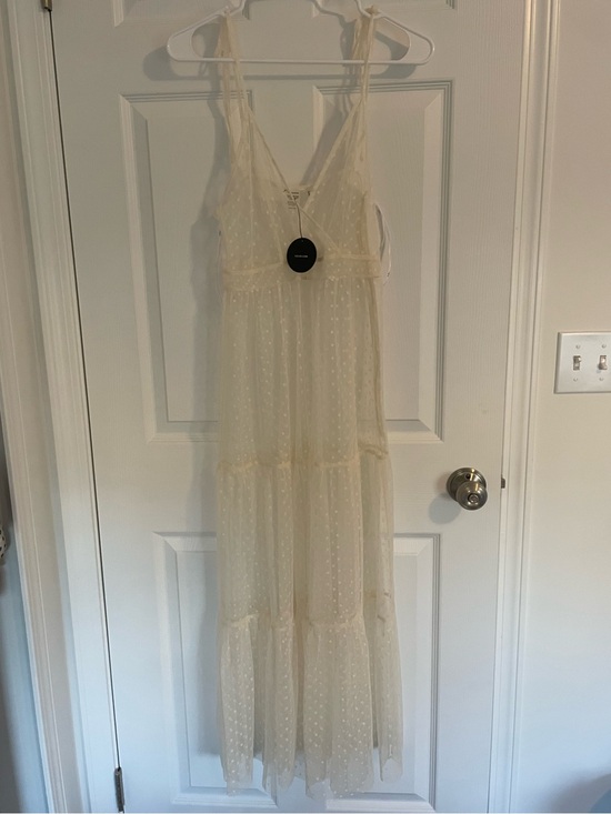 Lulus Dresses & Skirts - Lulu's Sheer Ivory Swiss Dot Maxi Dress